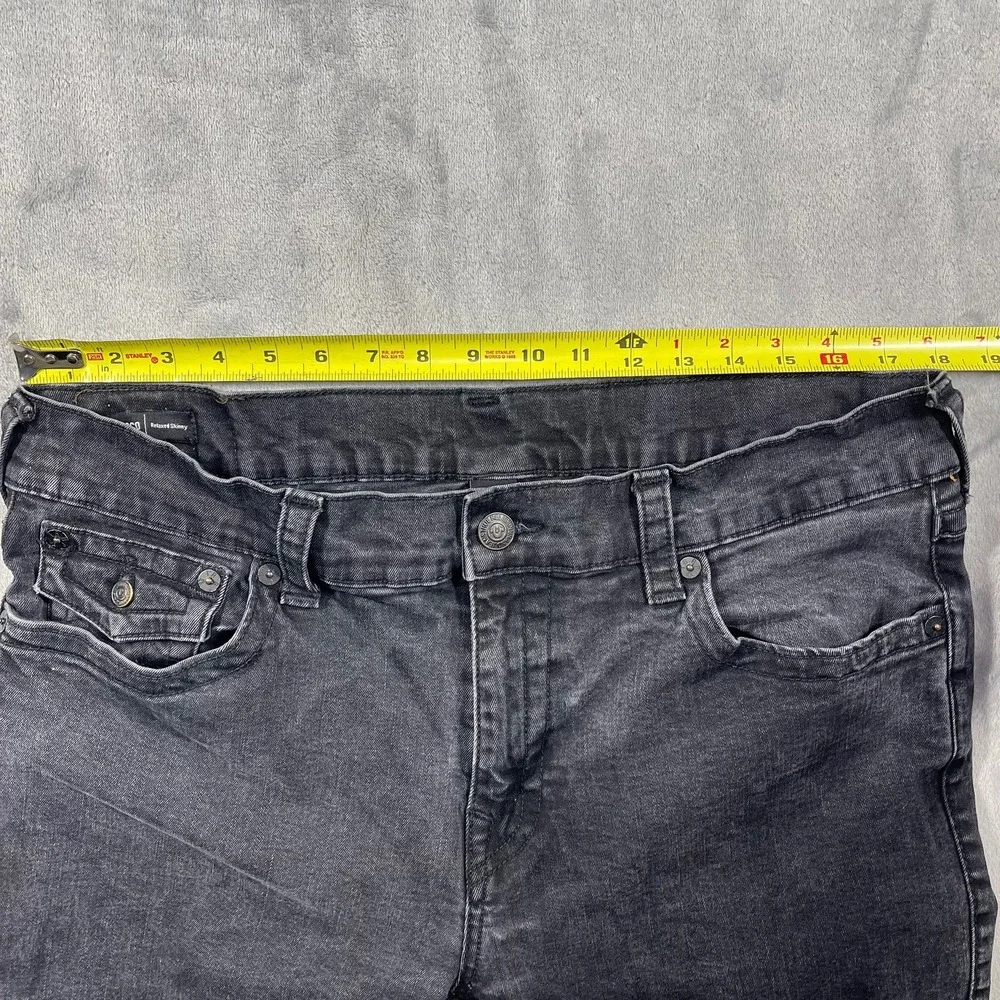 True Religion Rocco Jeans Mens 36x32 Relaxed Skinny Black Dark Wash Flap Pockets